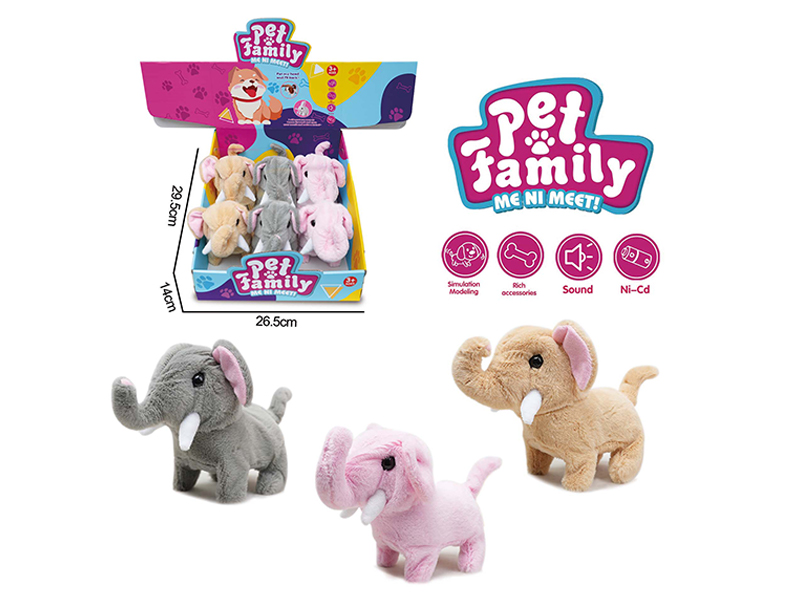 B/O Plush Walking Elephant 6PCS