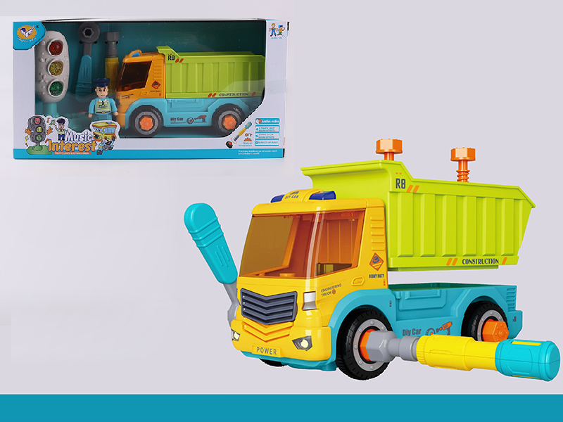 Traffic Lights + Manual Disassembly And Assembly Music Pull-Back Dump Truck
