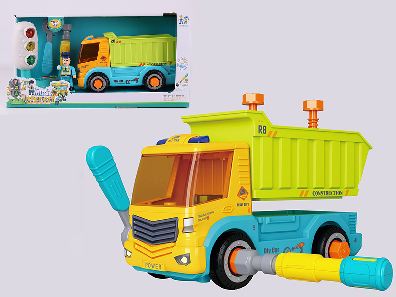 Traffic Lights + Manual Disassembly And Assembly Music Pull-Back Dump Truck