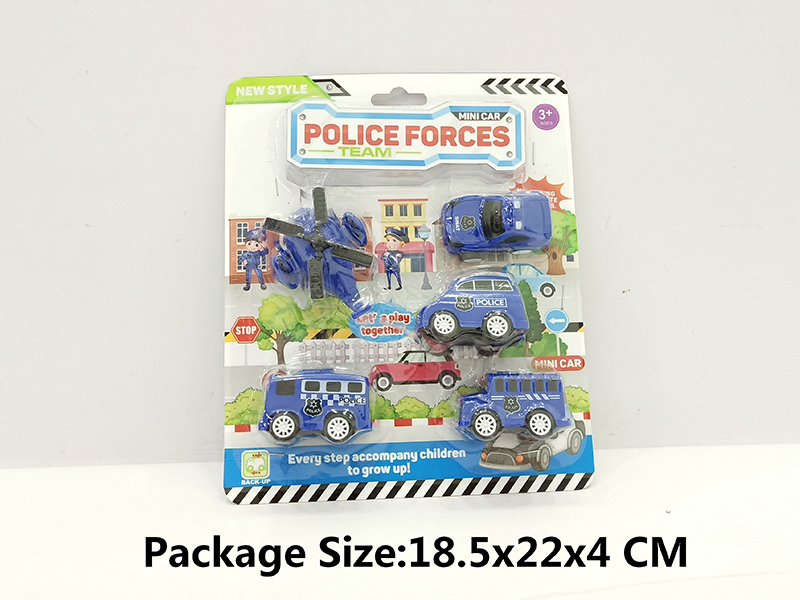 5PCS Pull Back Police Vehicle/Aircraft