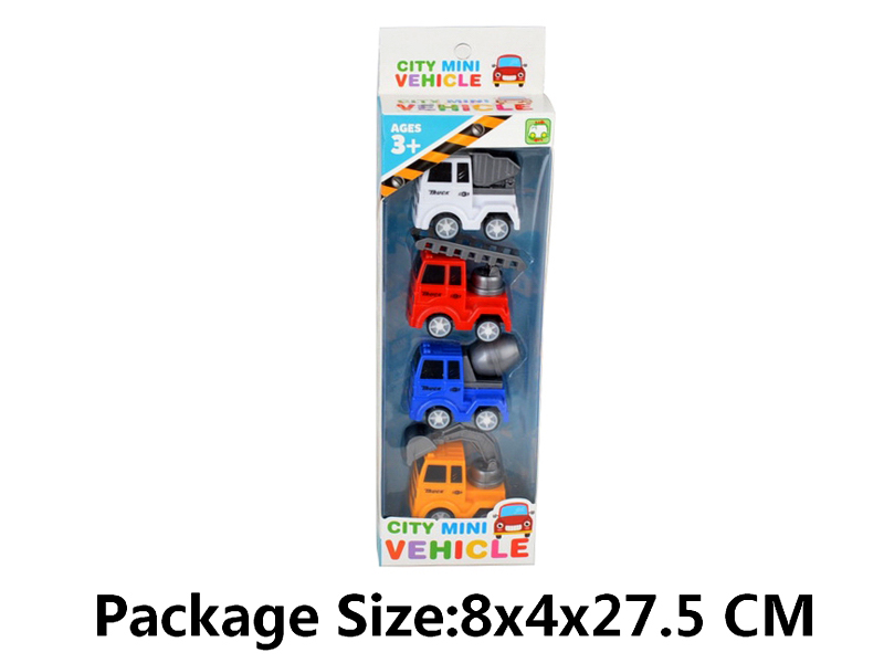 4PCS Pull Back Engineering Vehicle