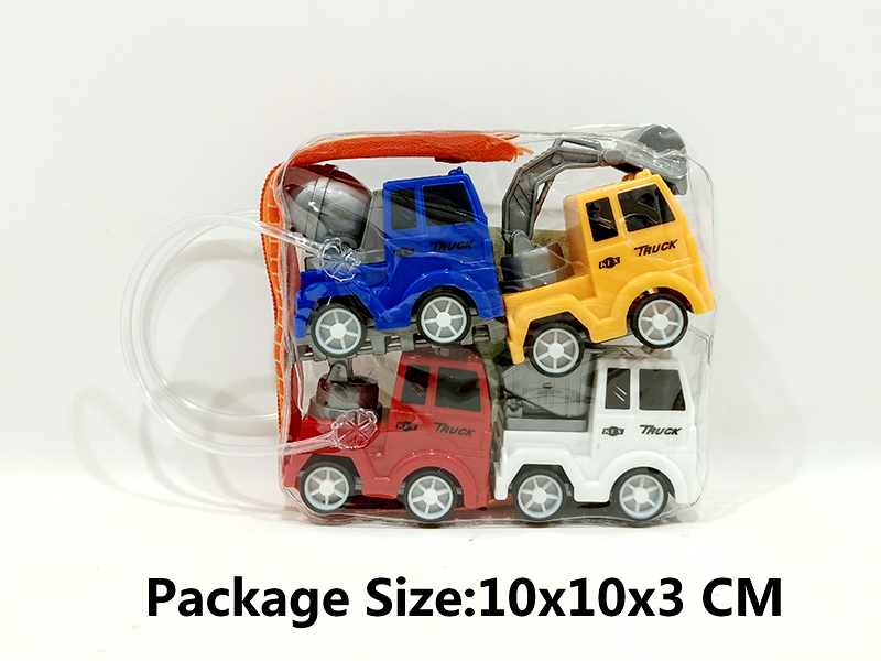 4PCS Pull Back Engineering Vehicle