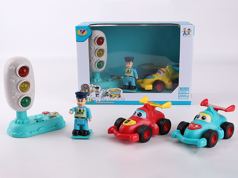 Music Traffic Light + Friction Equation Car + Action Figure