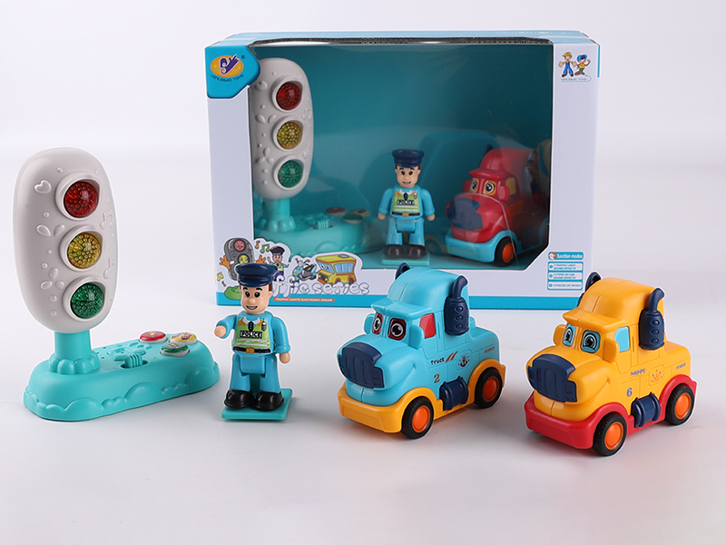 Music Traffic Light + Friction Trailer + Action Figure