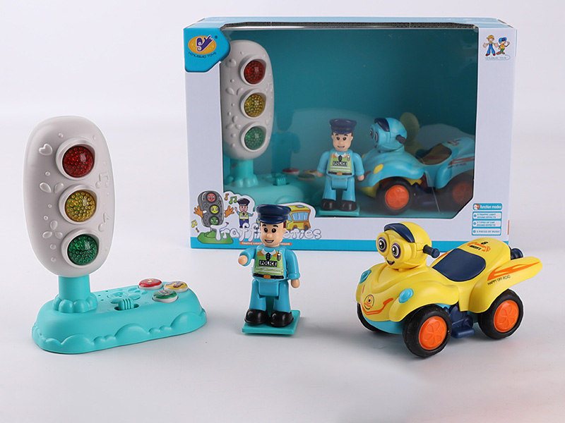 Music Traffic Light + Friction Beach Motorcycle + Action Figure
