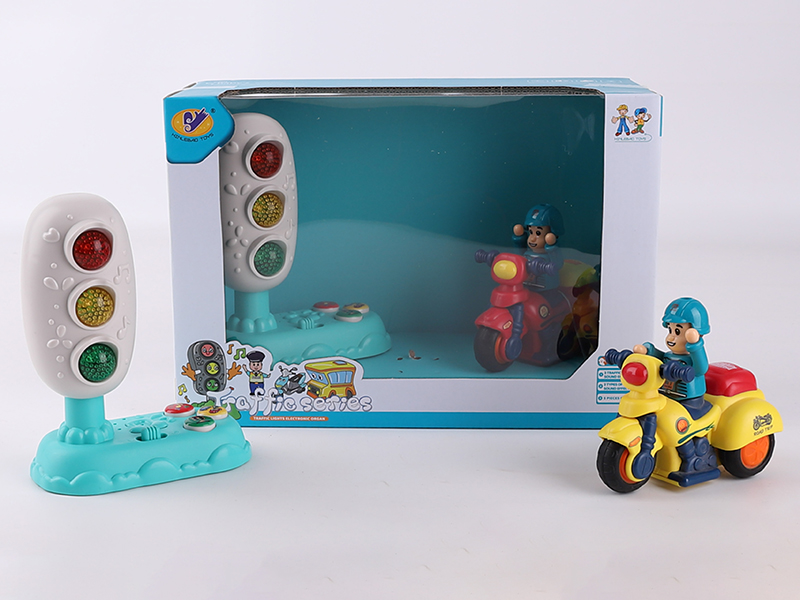 Music Traffic Light + Friction Racing Motorcycle