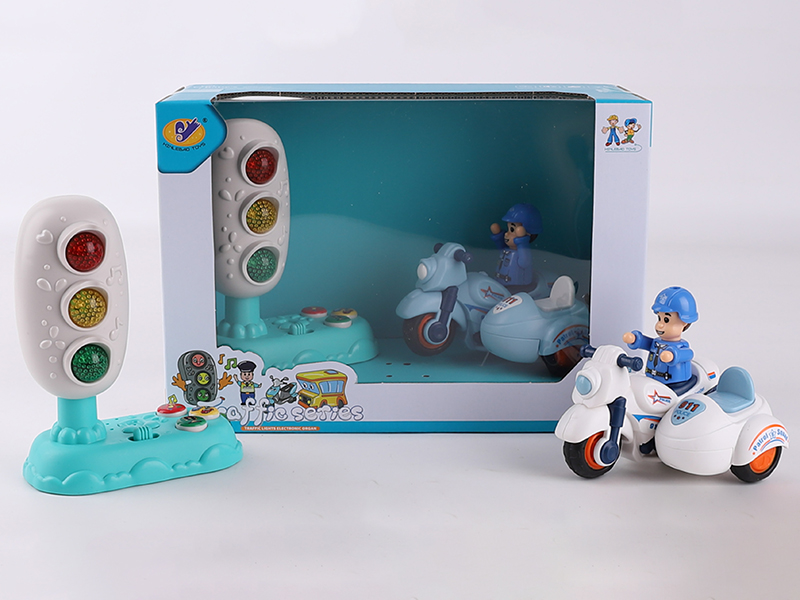 Music Traffic Light + Friction Police Motorcycle