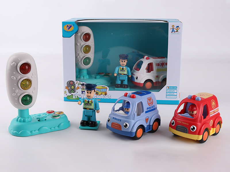 Music Traffic Light + Friction Special Vehicle + Action Figure