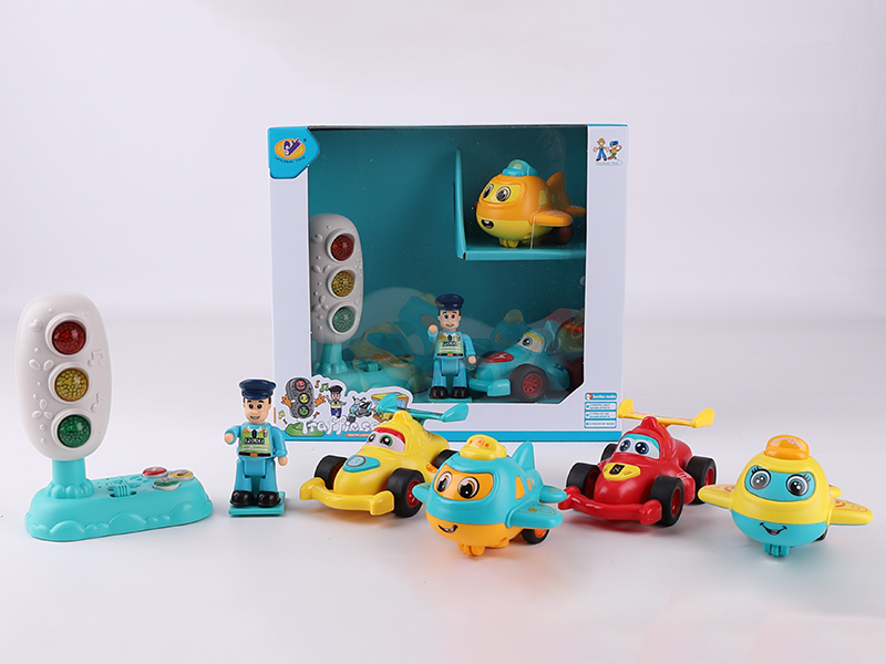 Music Traffic Light + Friction Airplane + Friction Equation Car + Action Figure