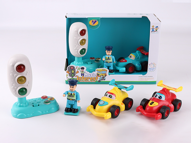 Music Traffic Light(Included Batteries) + Friction Equation Car + Action Figure