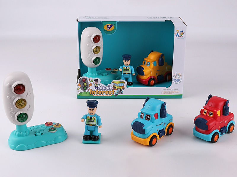 Music Traffic Light(Included Batteries) + Friction Trailer + Action Figure