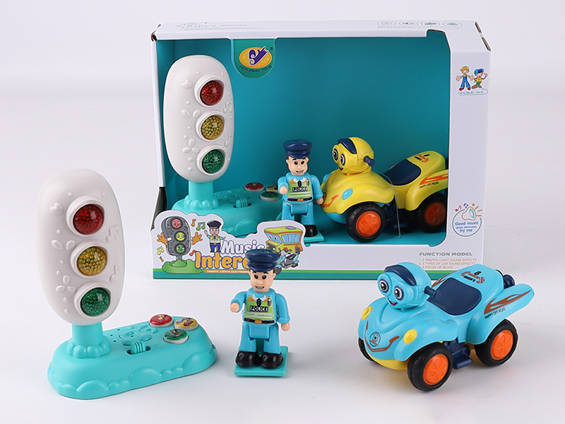 Music Traffic Light(Included Batteries) + Friction Beach Motorcycle + Action Figure