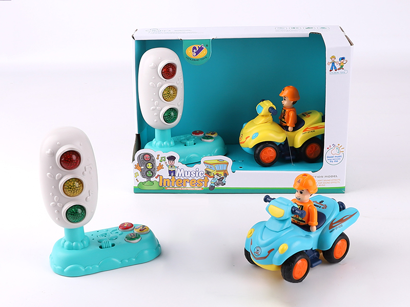 Music Traffic Light(Included Batteries) + Friction Beach Motorcycle