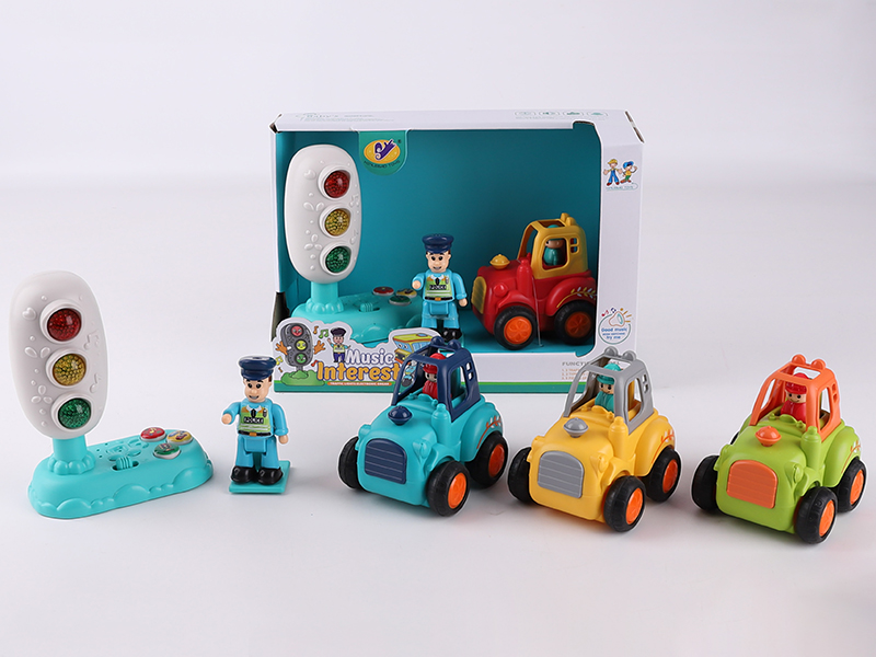 Music Traffic Light(Included Batteries) + Friction Farm Tractor + Action Figure