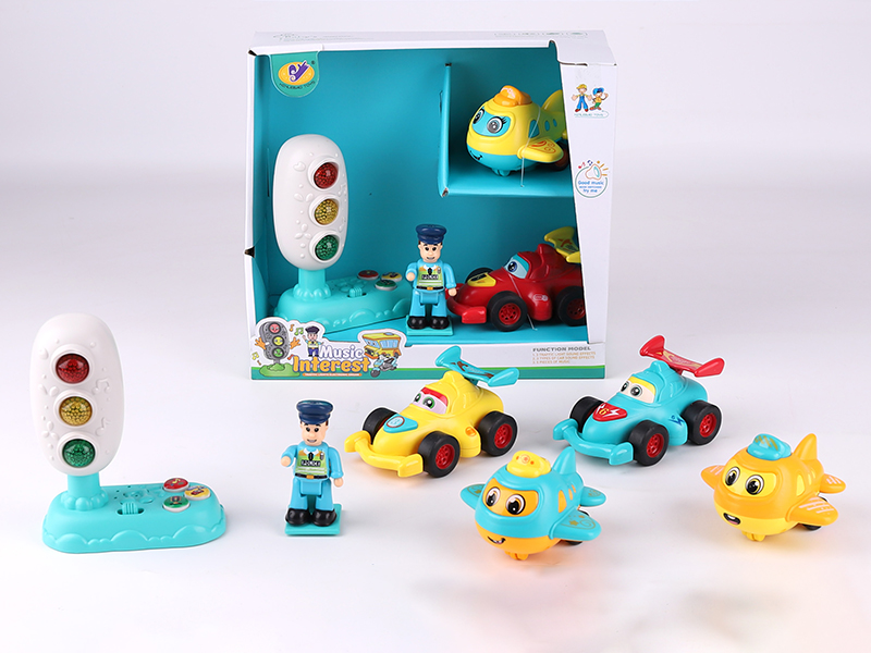 Music Traffic Light(Included Batteries) + Friction Airplane + Friction Equation Car + Action Figure