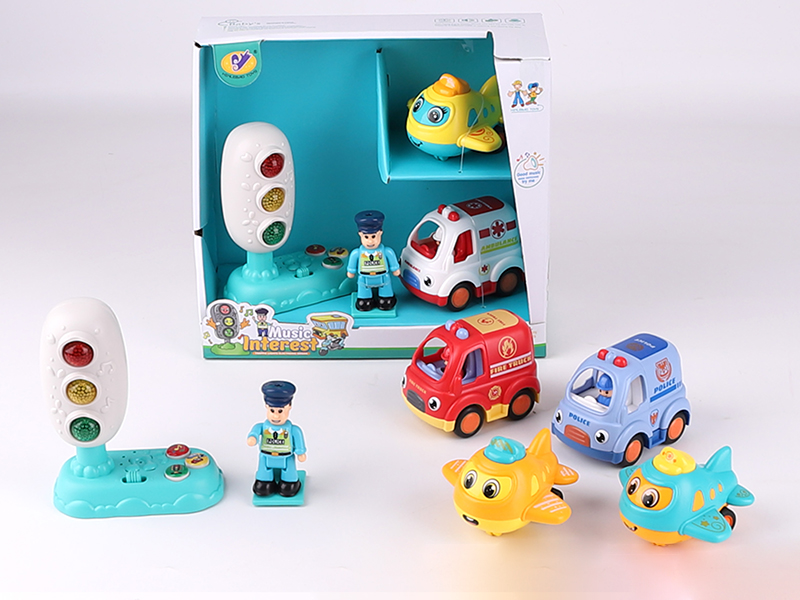 Music Traffic Light(Included Batteries) + Friction Airplane + Friction Special Vehicle + Action Figure