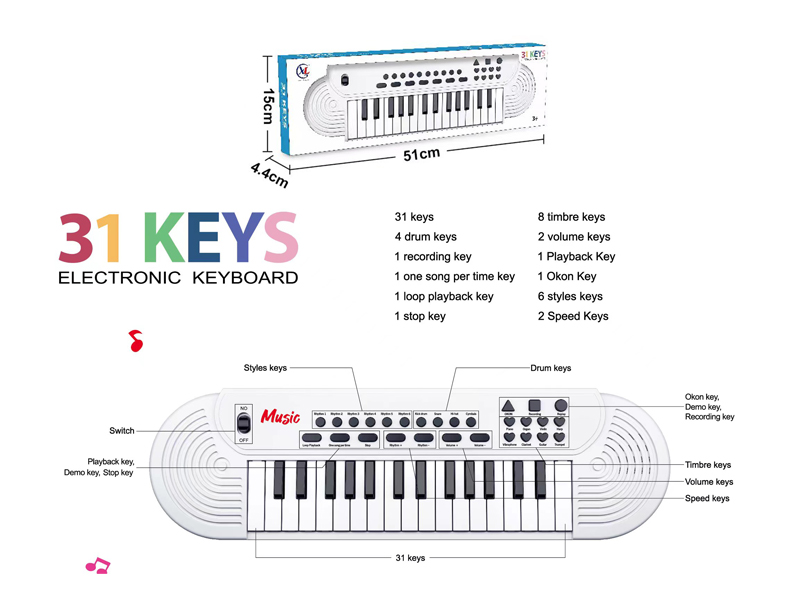 31 Key Multifunctional Electronic Keyboard