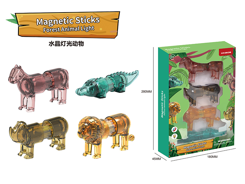 Magnetic Sticks Forest Animal Light 12PCS