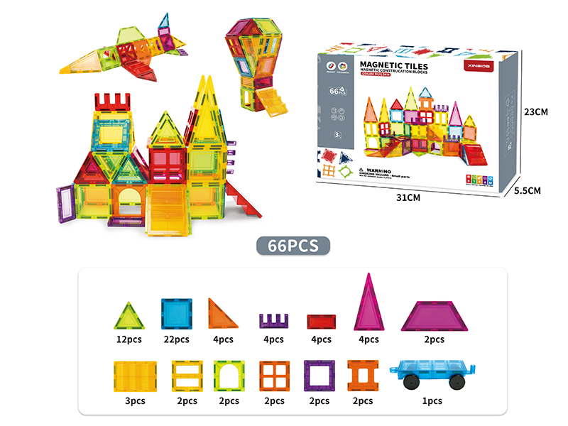 Magnetic Tiles Building Blocks(Large Size) 66PCS