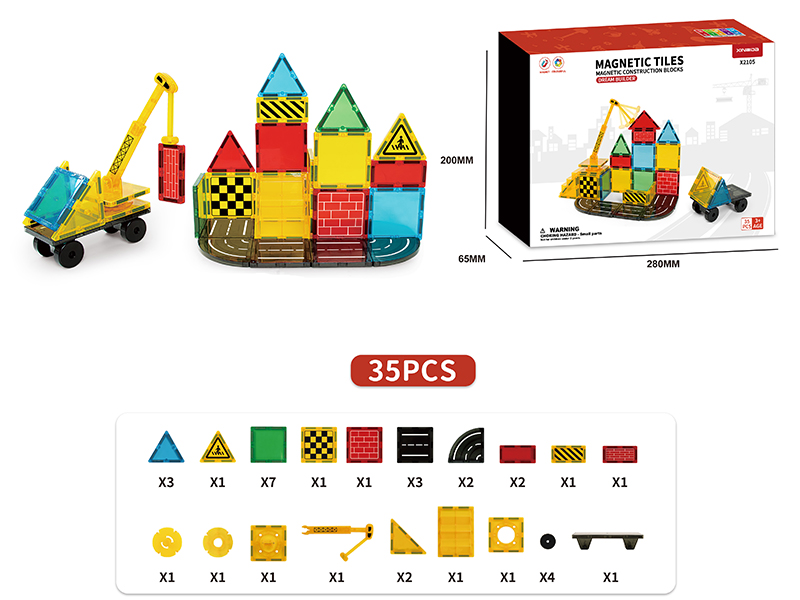 Engineering Large Magnetic Tiles Building Blocks 35PCS