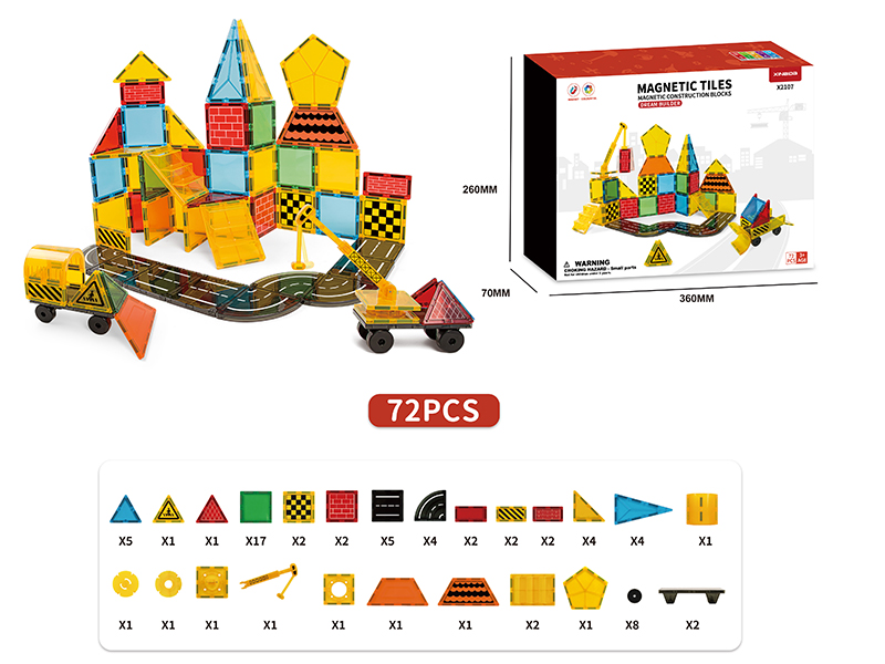 Engineering Large Magnetic Tiles Building Blocks 72PCS
