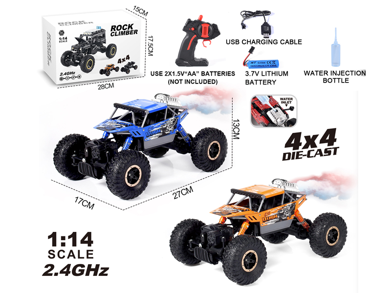 1:14 2.4G 5CH R/C 4WD Alloy Climbing Car With Spray