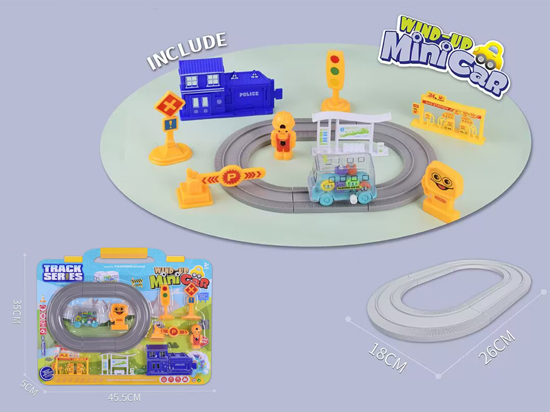 Windup Rail Gear Car Set