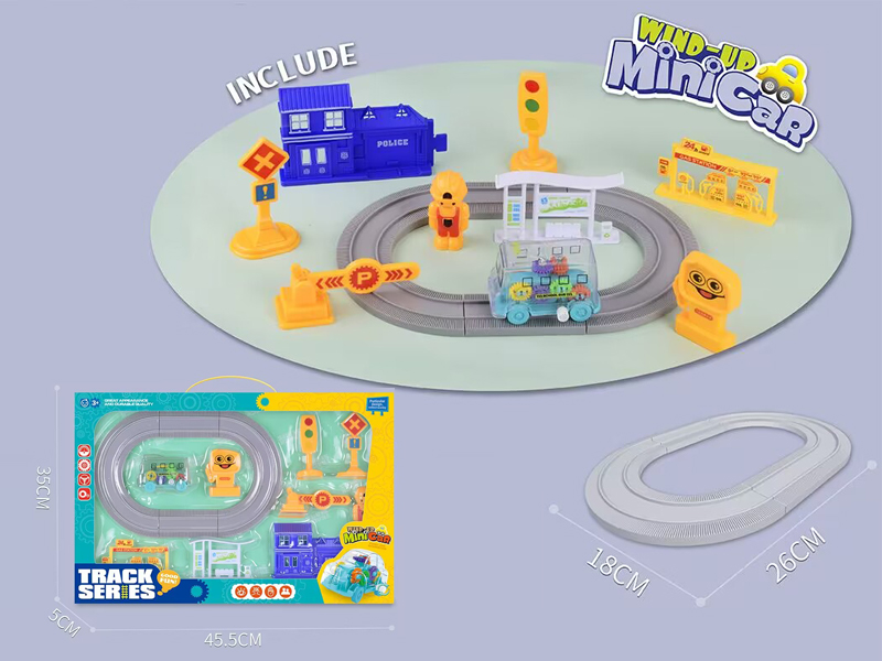 Windup Rail Gear Car Set