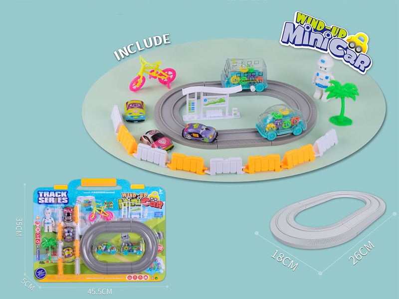 Windup Rail Gear Car Set