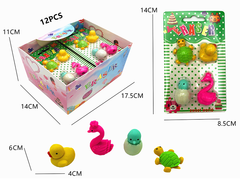 12PCS Stationery Eraser Series (Detachable)