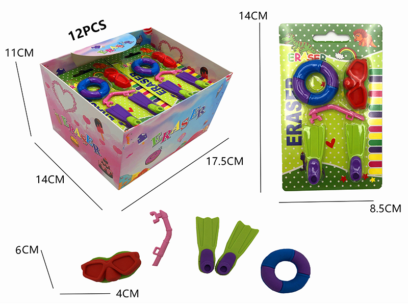 12PCS Stationery Eraser Series (Detachable)
