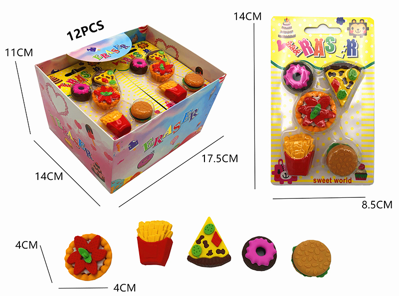12PCS Stationery Eraser Series (Detachable)