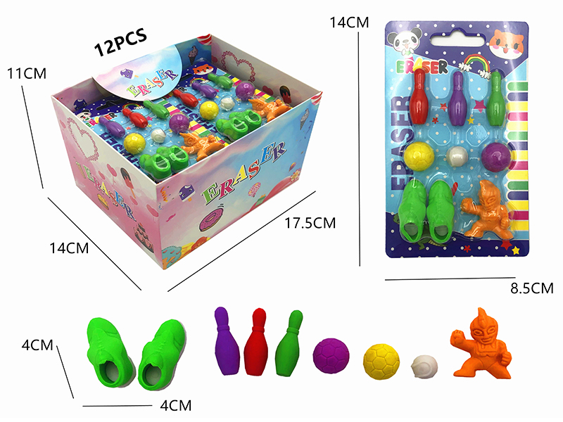12PCS Stationery Eraser Series (Detachable)