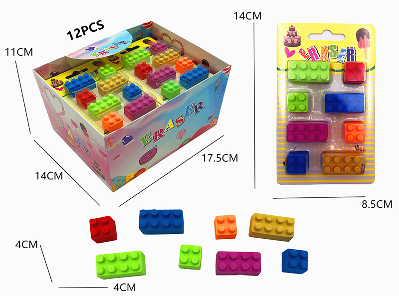 12PCS Stationery Eraser Series (Detachable)