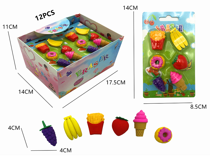 12PCS Stationery Eraser Series (Detachable)