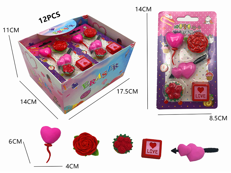 12PCS Stationery Eraser Series (Detachable)