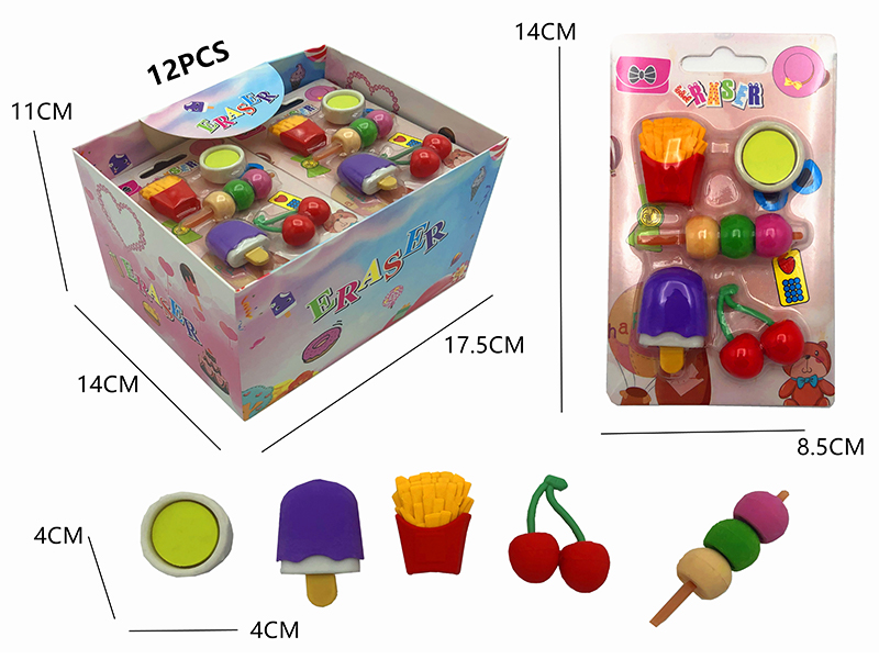 12PCS Stationery Eraser Series (Detachable)