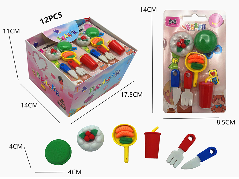 12PCS Stationery Eraser Series (Detachable)