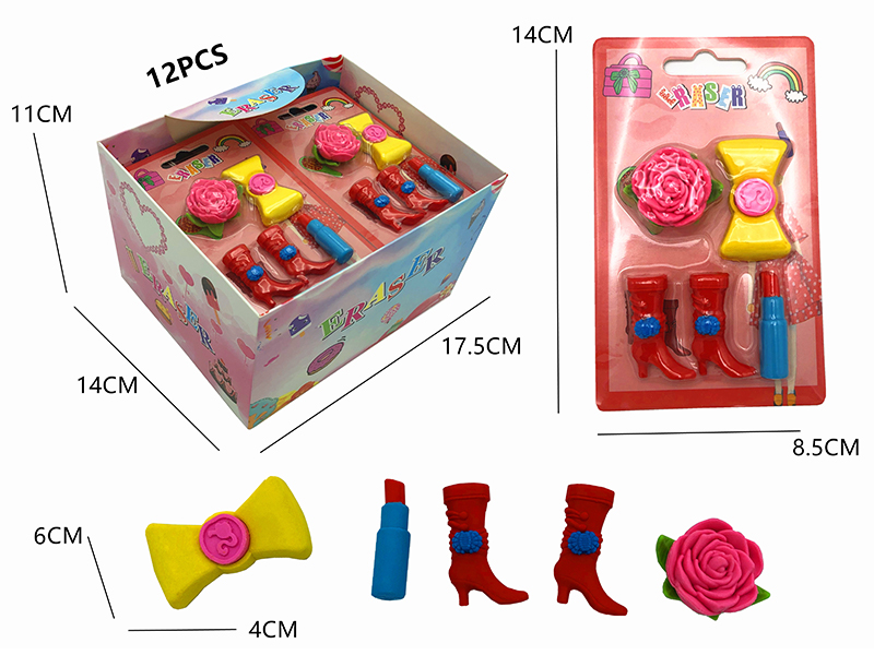 12PCS Stationery Eraser Series (Detachable)