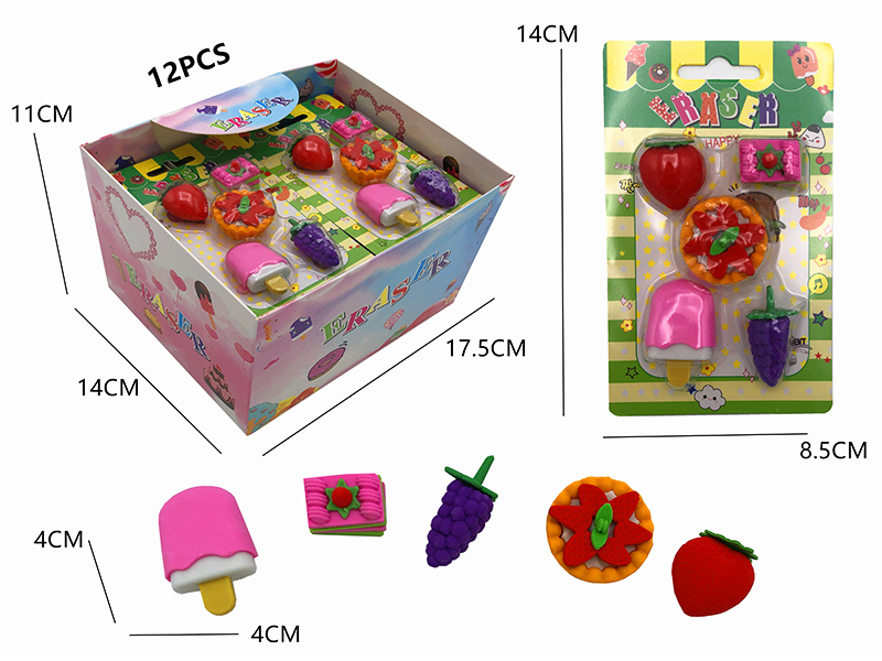 12PCS Stationery Eraser Series (Detachable)