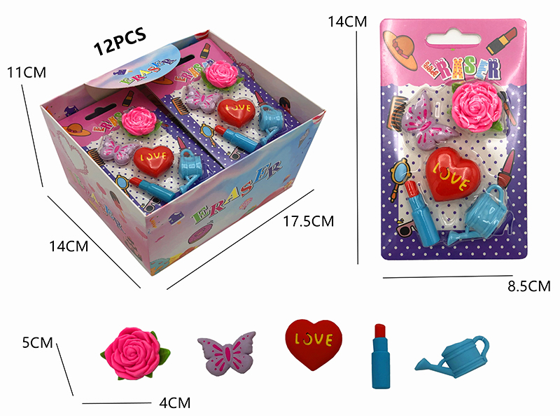 12PCS Stationery Eraser Series (Detachable)
