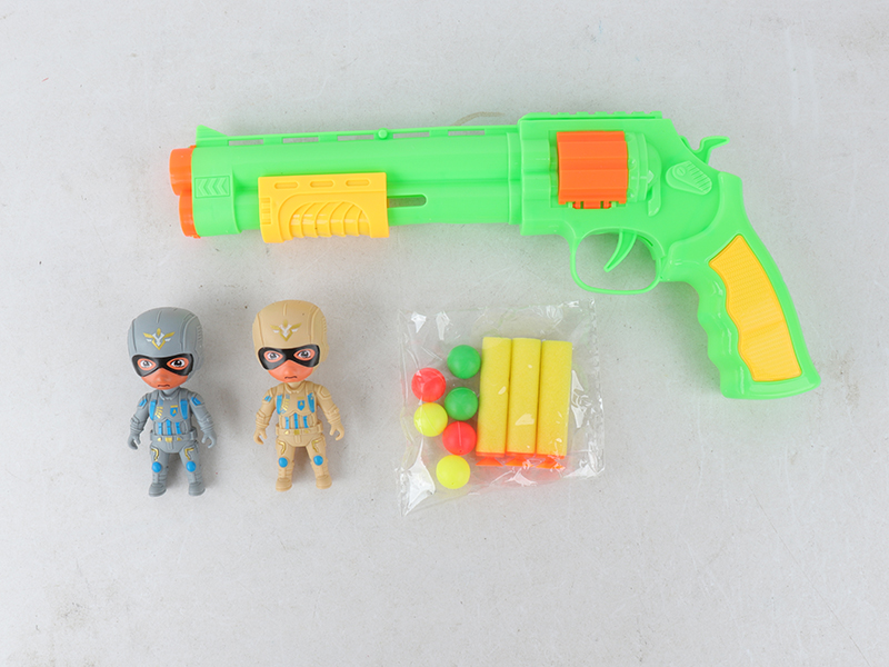 Soft Bullet & Ping-Pong Ball Gun + Doll