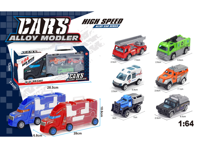 Slide Tractor Storage Vehicle+3PCS Slide Alloy Sanitation Truck