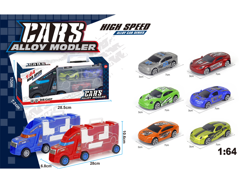 Slide Tractor Storage Vehicle+3PCS Slide Alloy Racing Vehicle