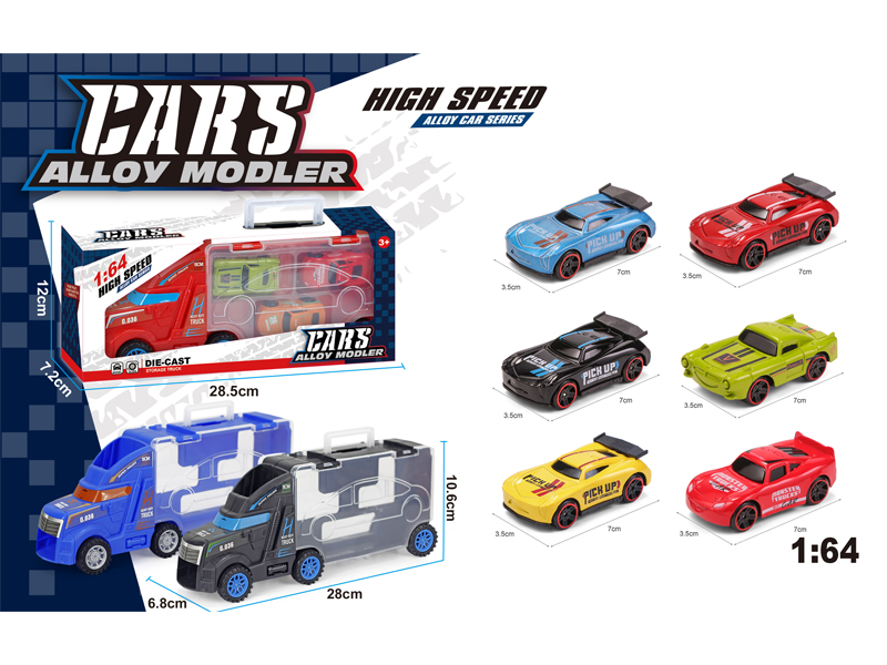 Slide Tractor Storage Vehicle+3PCS Slide Alloy Racing Vehicle