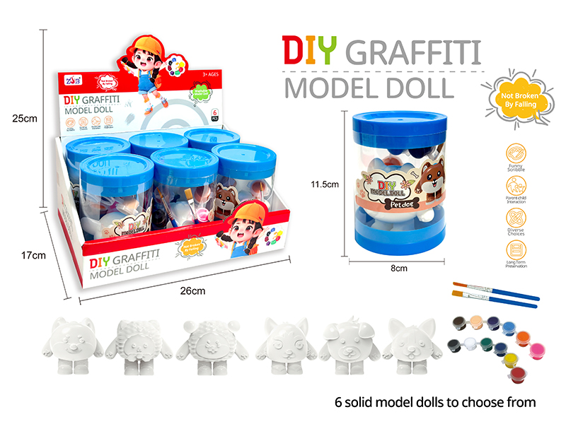 DIY Graffiti Soft Glue Solid Modle Dolls Dog 6pcs