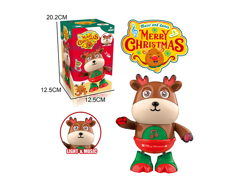 B/O Christmas Deer Toy With Light And Music