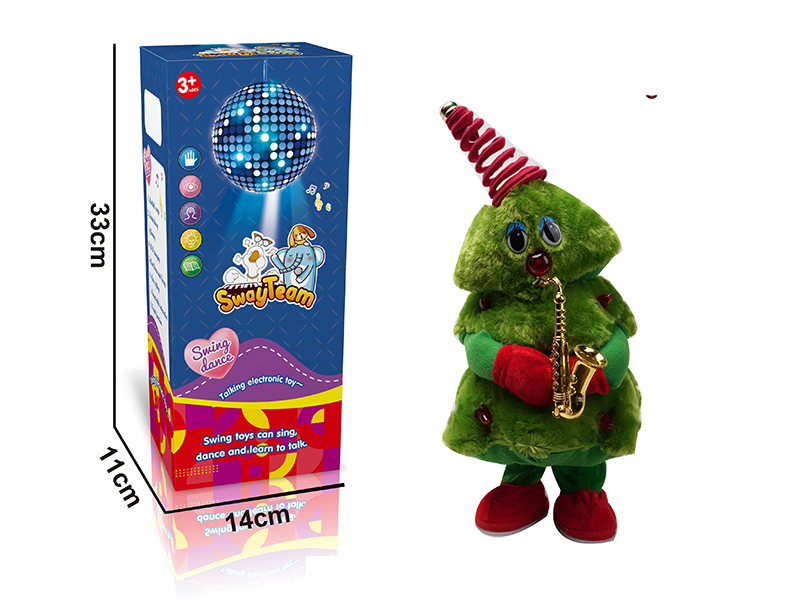 B/O Swinging Glowing Music Christmas Tree Toy With Saxophone