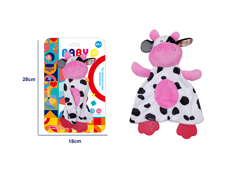 Baby Soothe Towel With Teether  - Cow