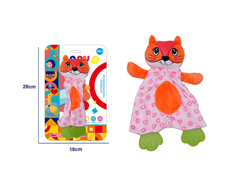 Baby Soothe Towel With Teether  - Cat